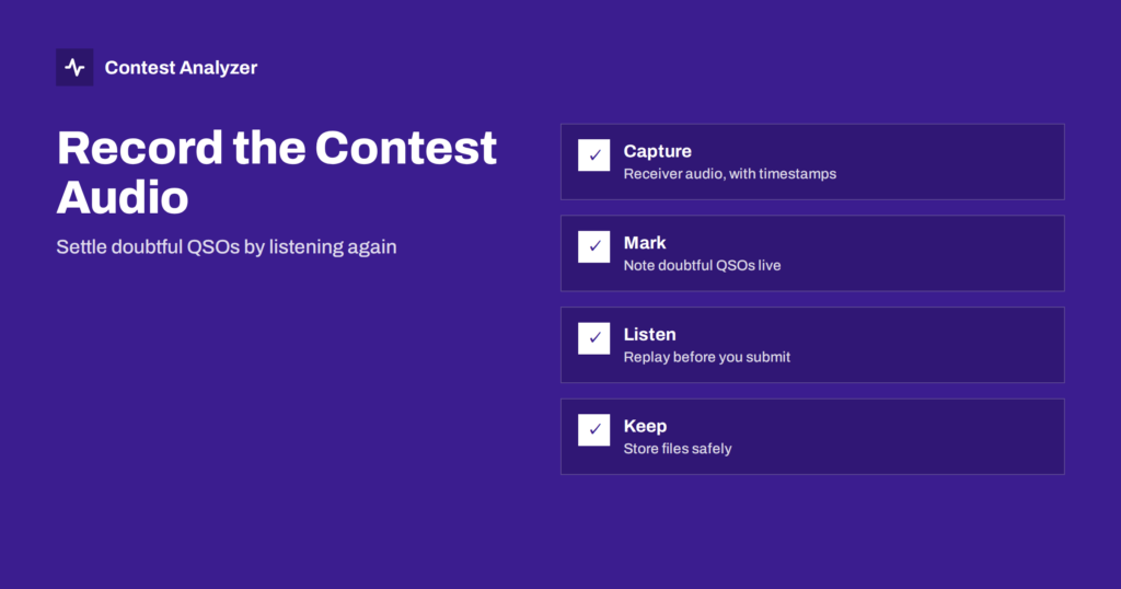Recording Audio in a Contest to Check Doubtful QSOs