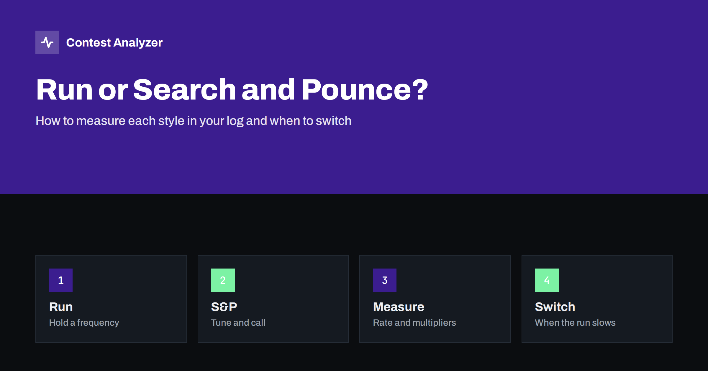 Run vs Search and Pounce: Measure Both and Switch